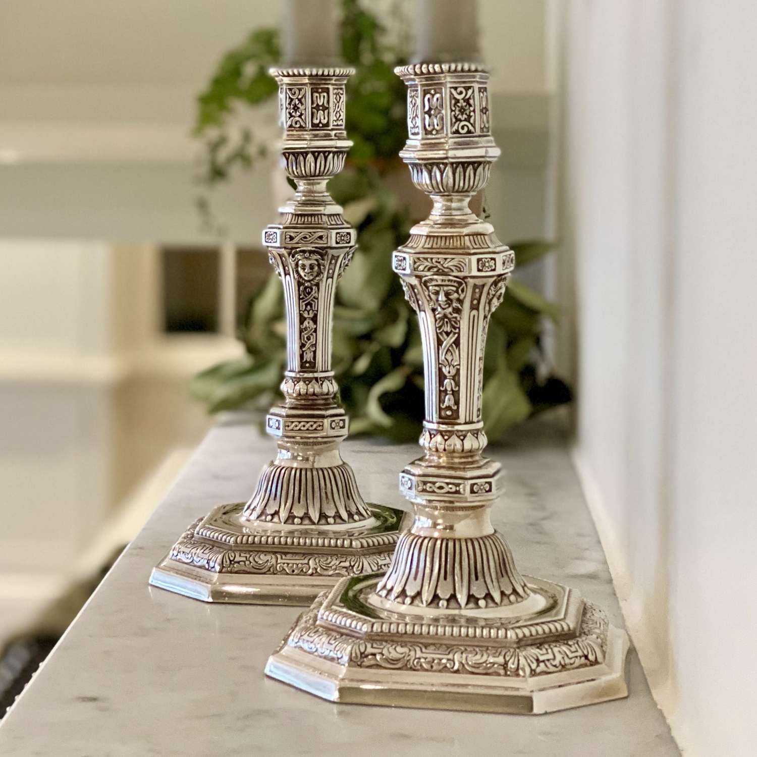 Magnificent Christofle silver plated candlesticks