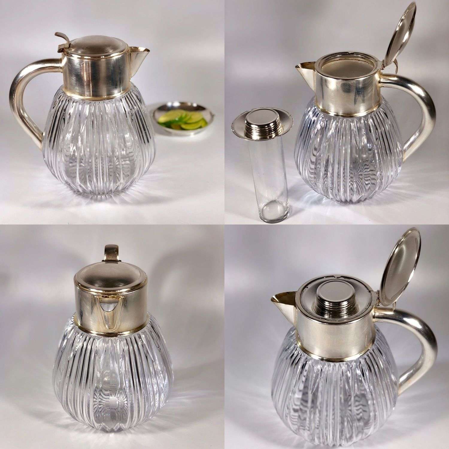 Silver plated and crystal cooling jug