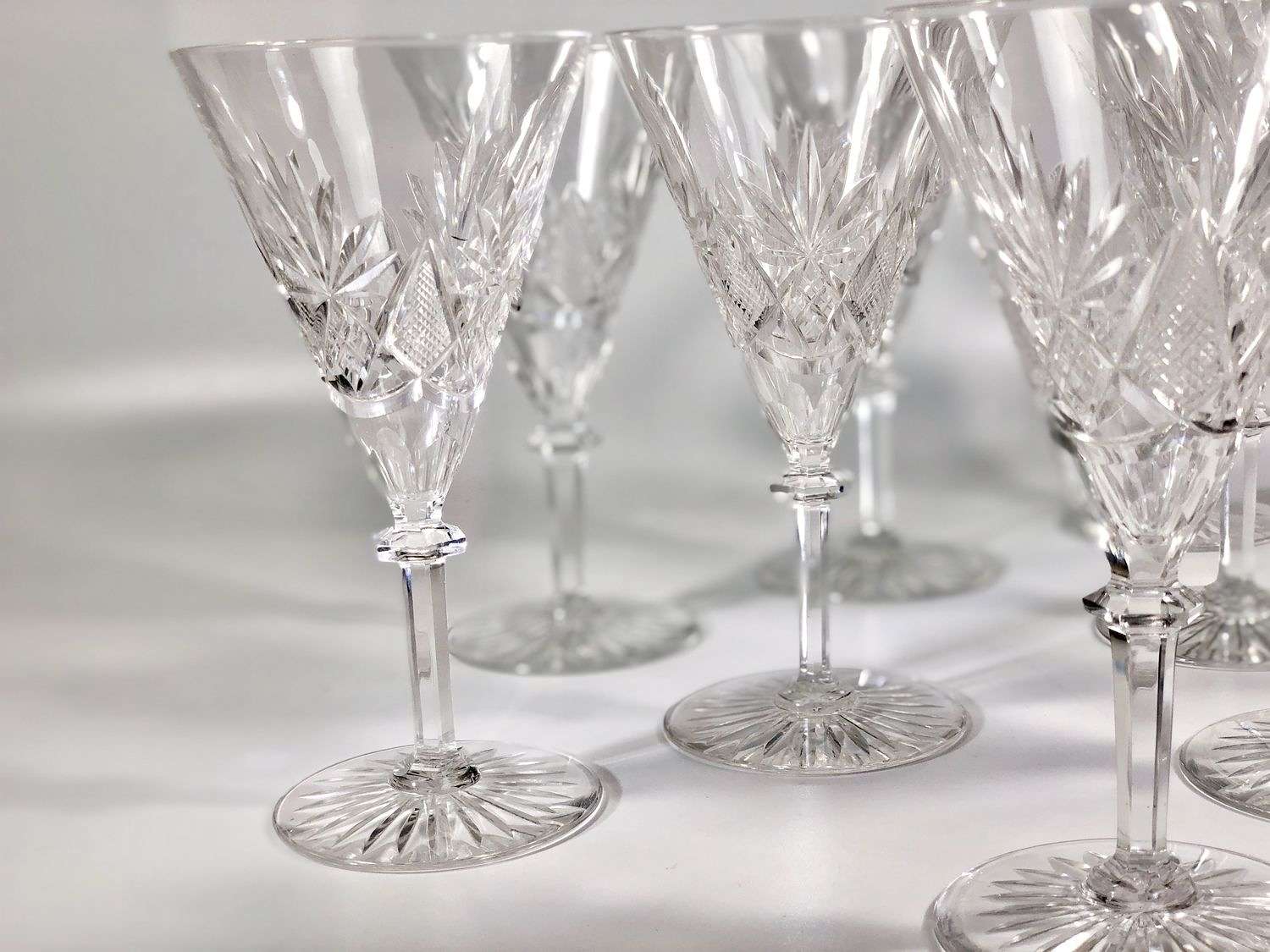 11 Val Saint Lambert Eurydice crystal wine glasses
