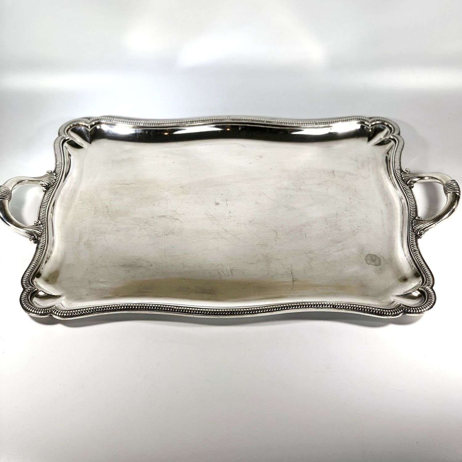 Large 1920s silver plated twin handled serving tray