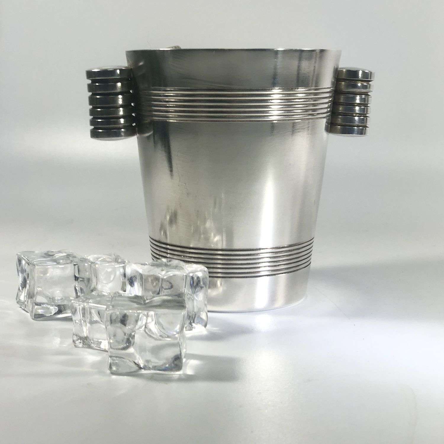French Art Deco silver plated ice bucket