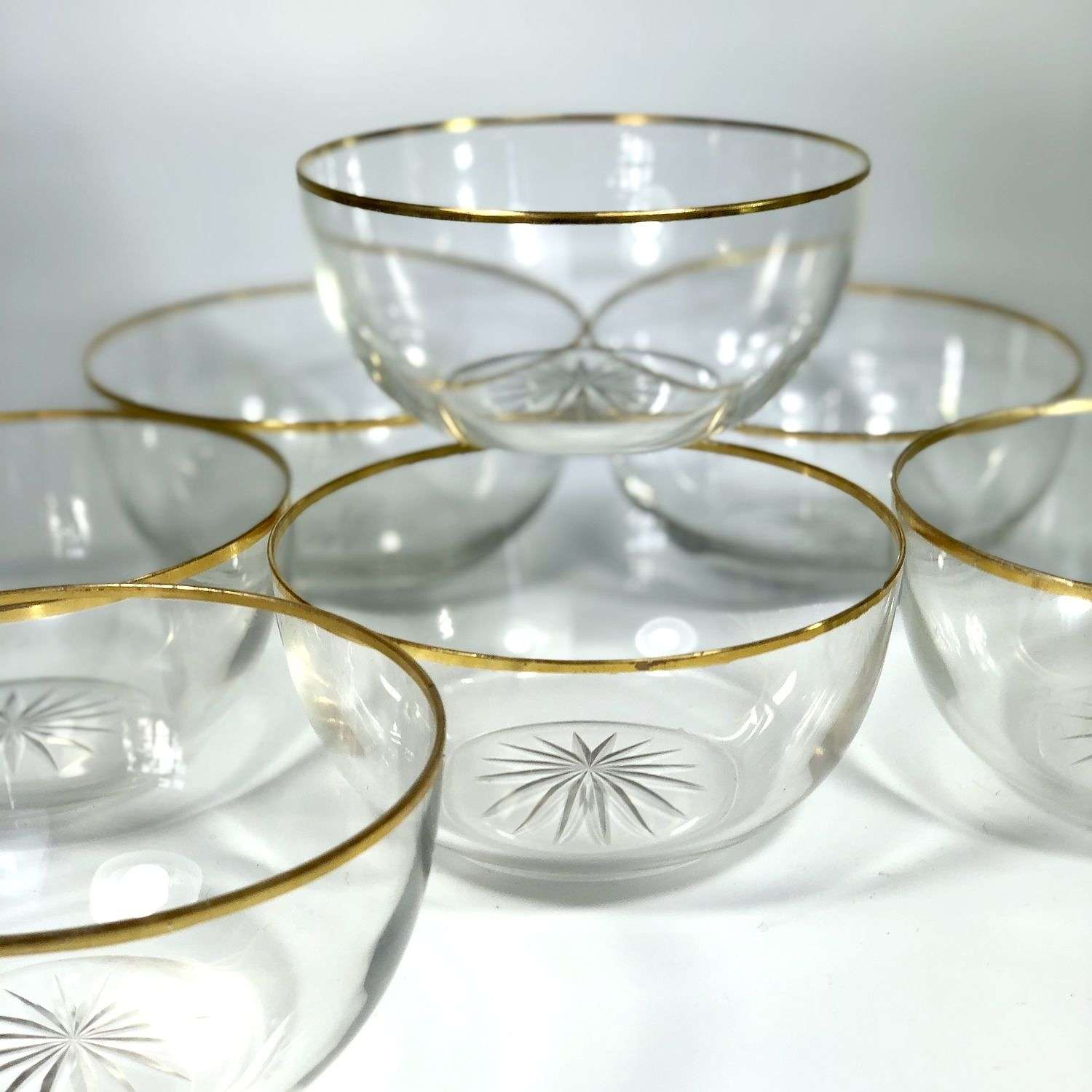 Pretty gold rimmed 19th Century bowls