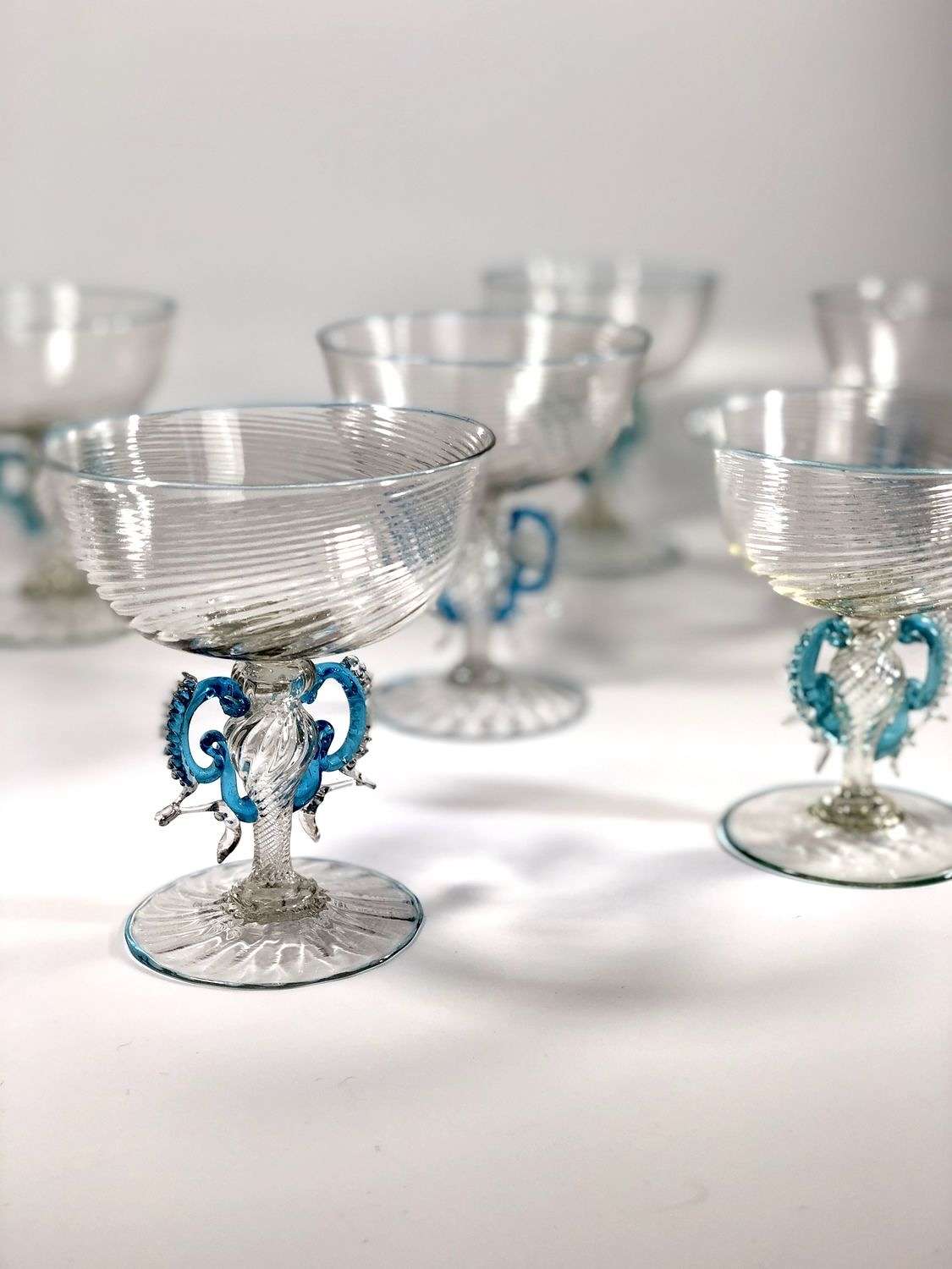 Set of vintage Venetian Murano champagne saucers