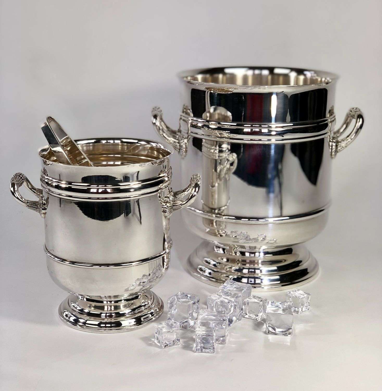 Christofle silver plated ice bucket and matching wine cooler