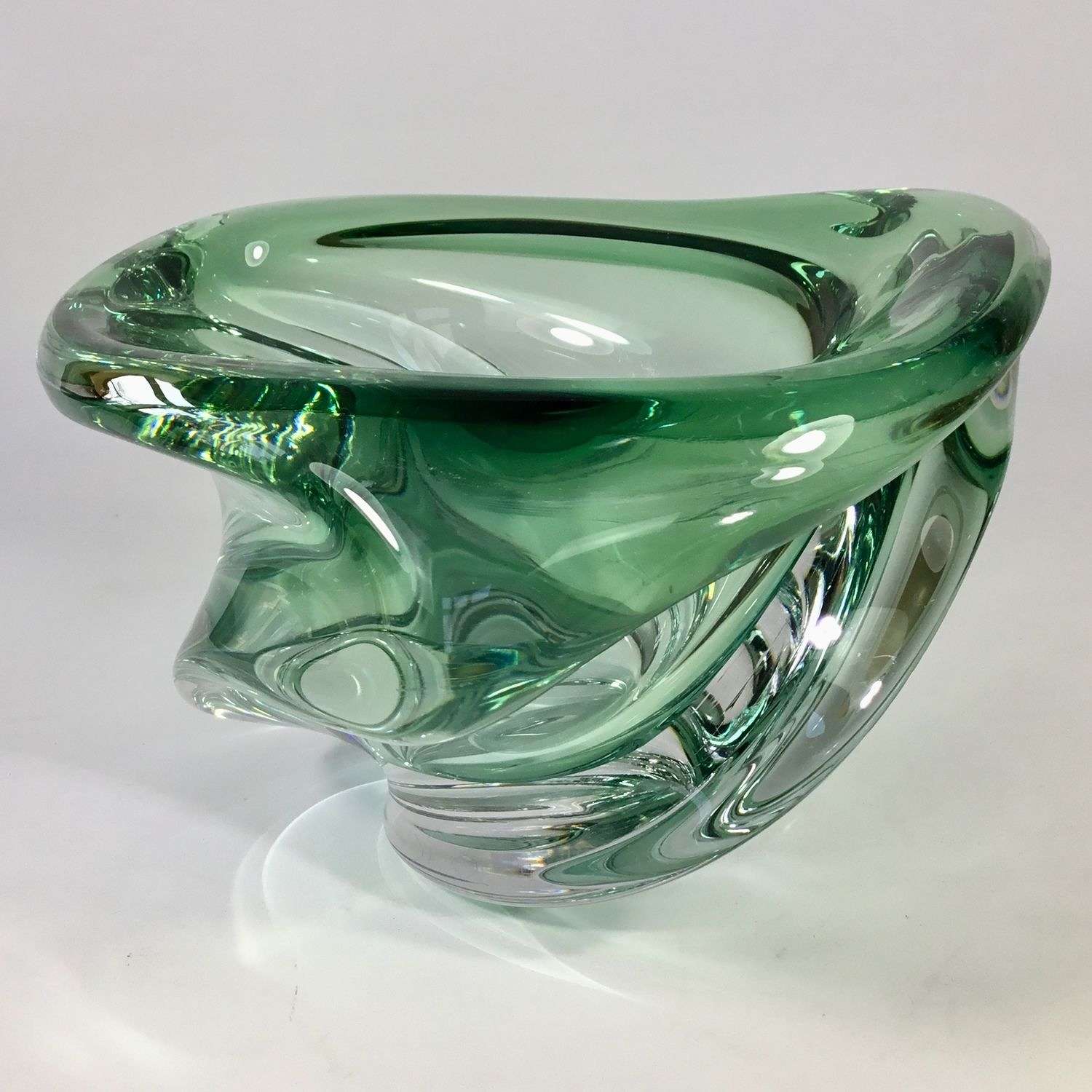 Giant Val Saint Lambert crystal bowl by Guido Bon