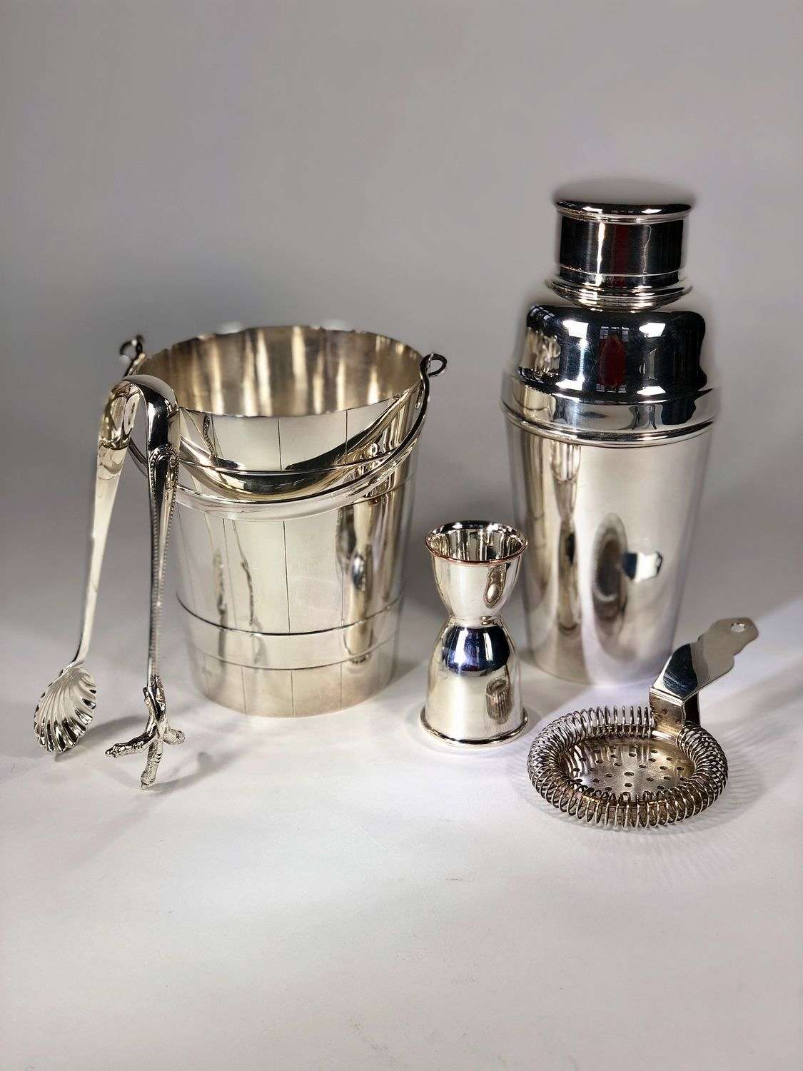 Group of excellent quality English silver plated barware