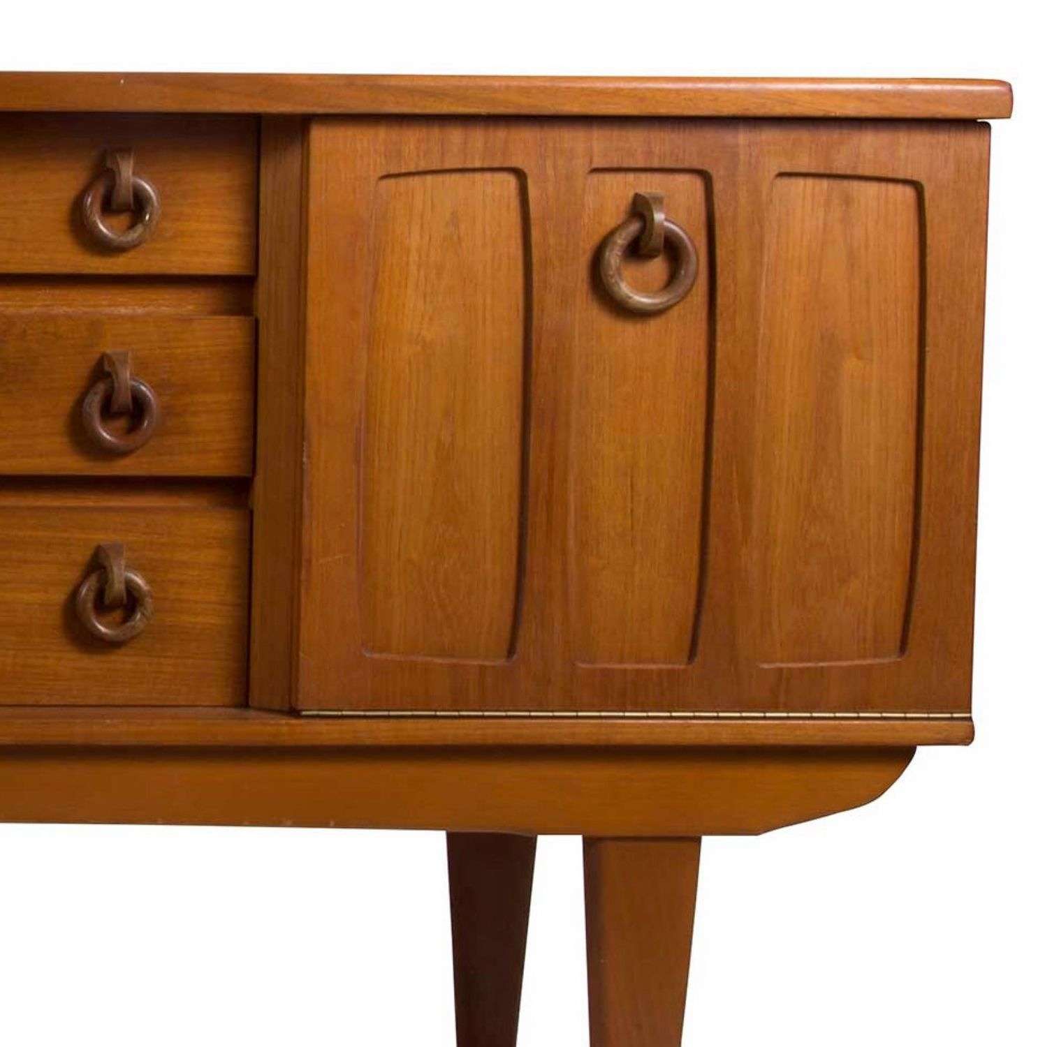 Excellent Mid Century teak sideboard with wooden ring pull drawers
