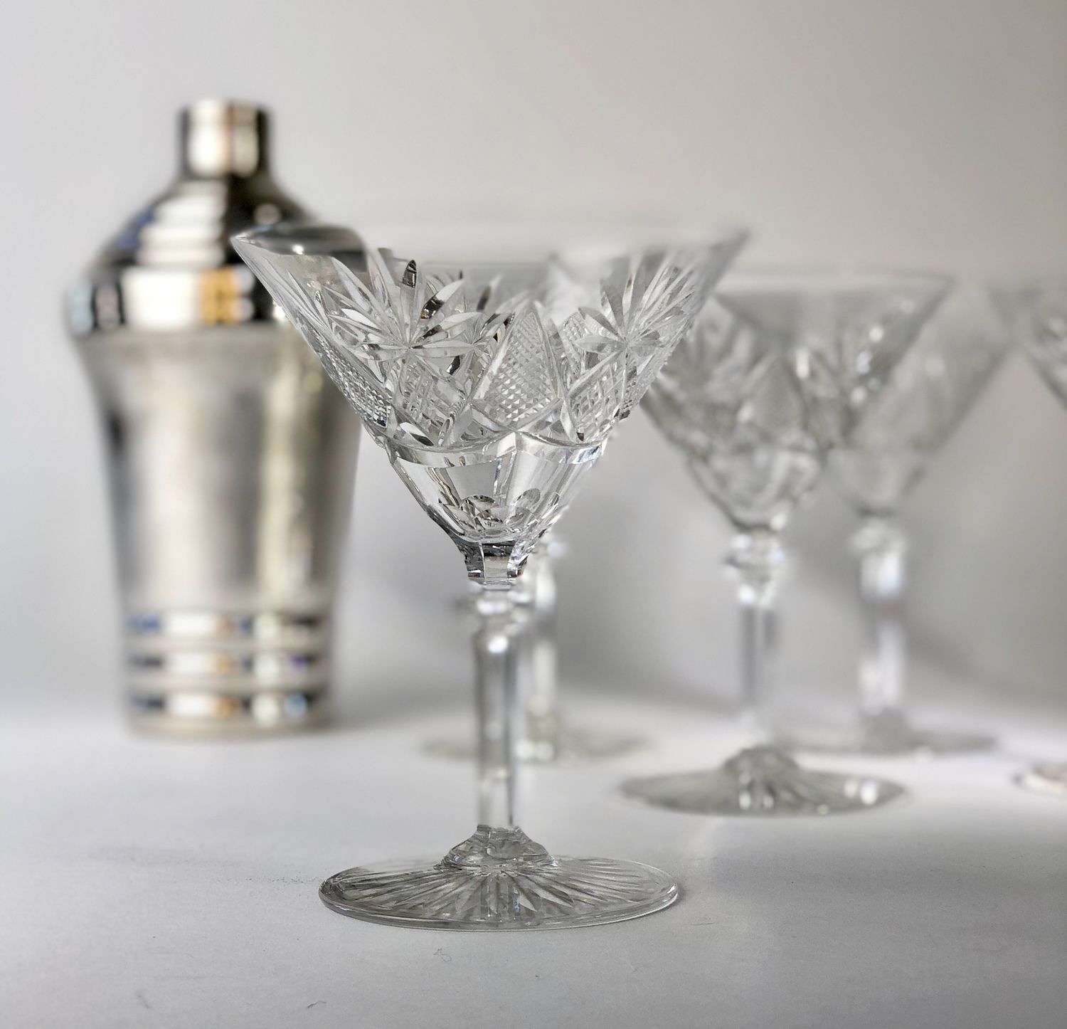 Spectacular Val Saint Lambert crystal Martini glasses