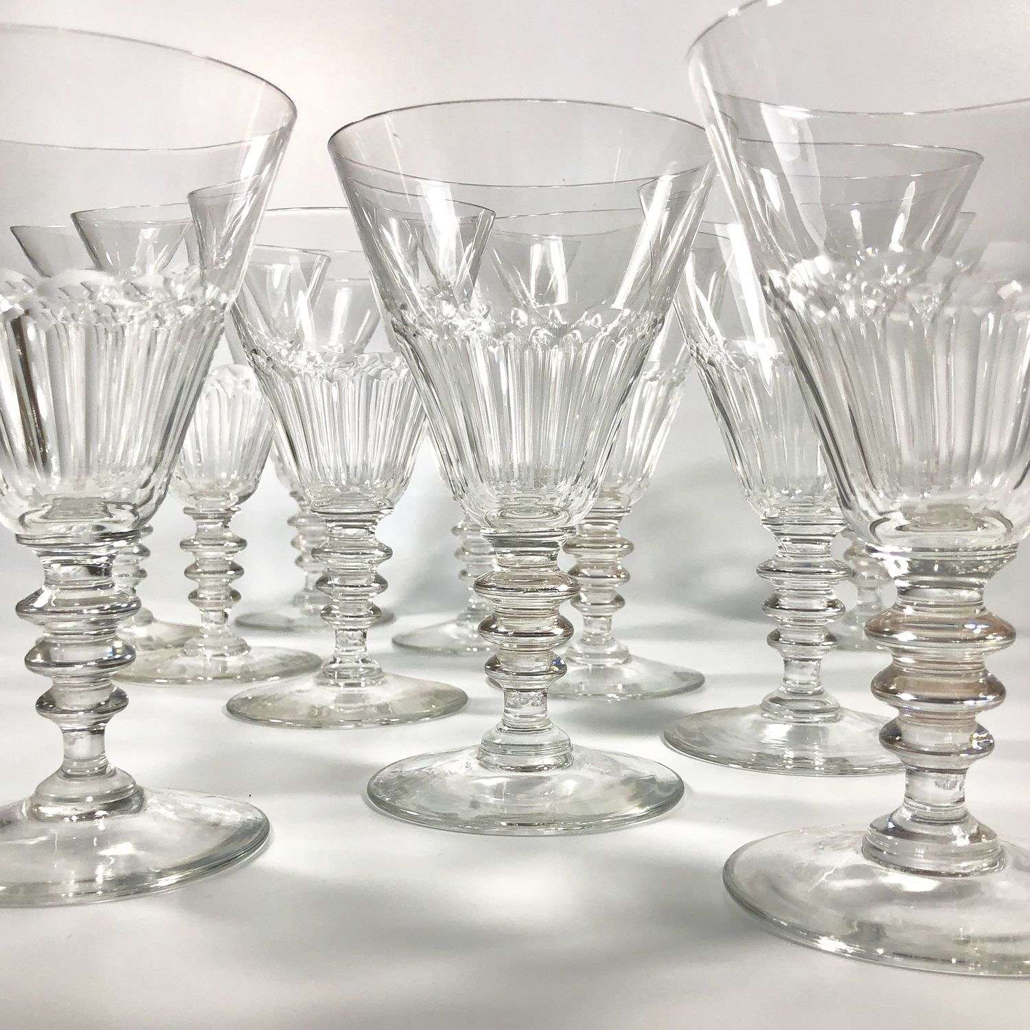 11 Art Deco Val St Lambert wine goblets