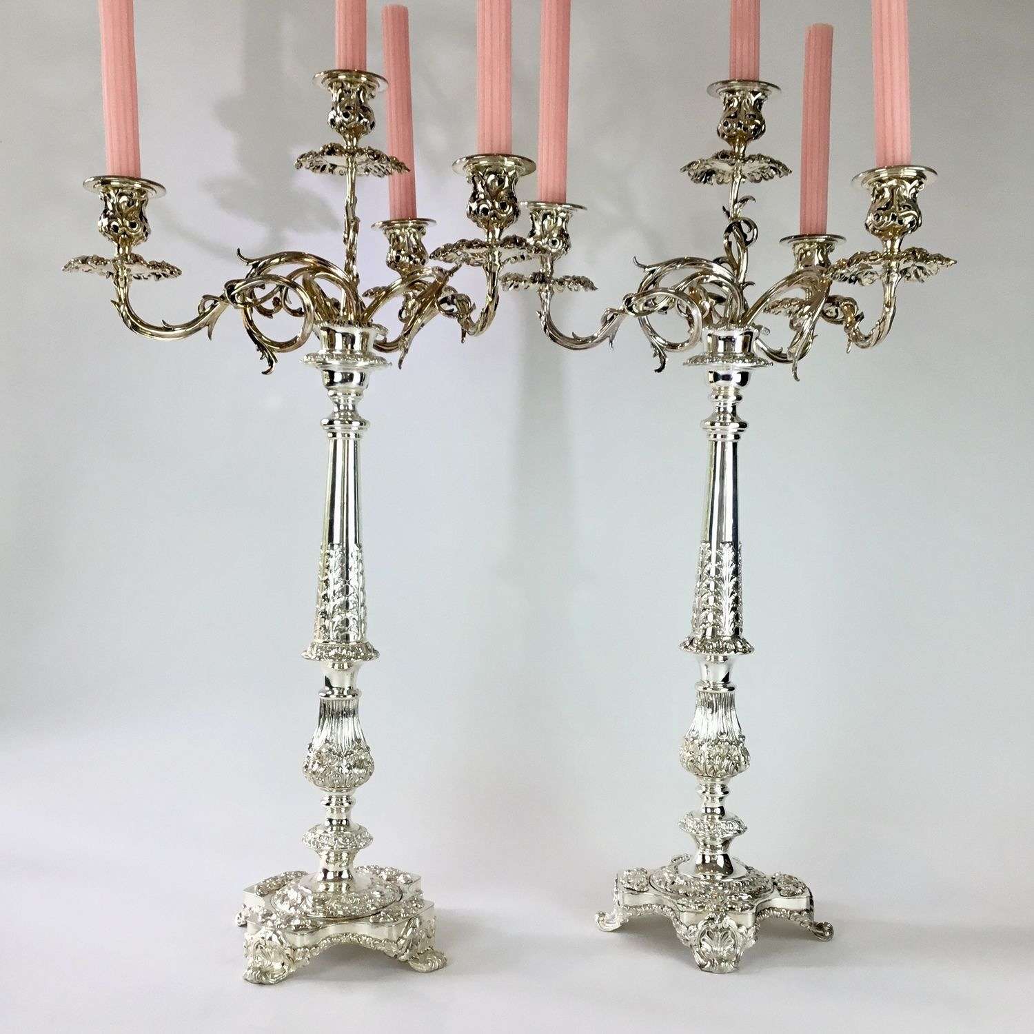 Magnificent pair of early Victorian tall candelabra