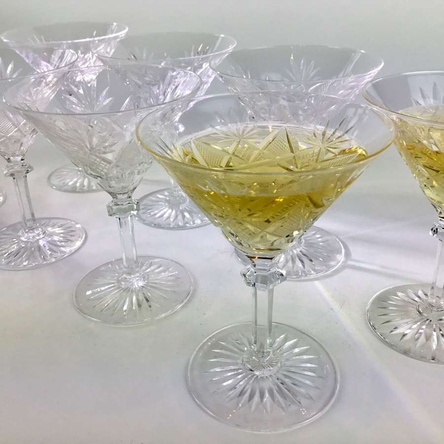 A spectacular set of Val Saint Lambert crystal Martini glasses