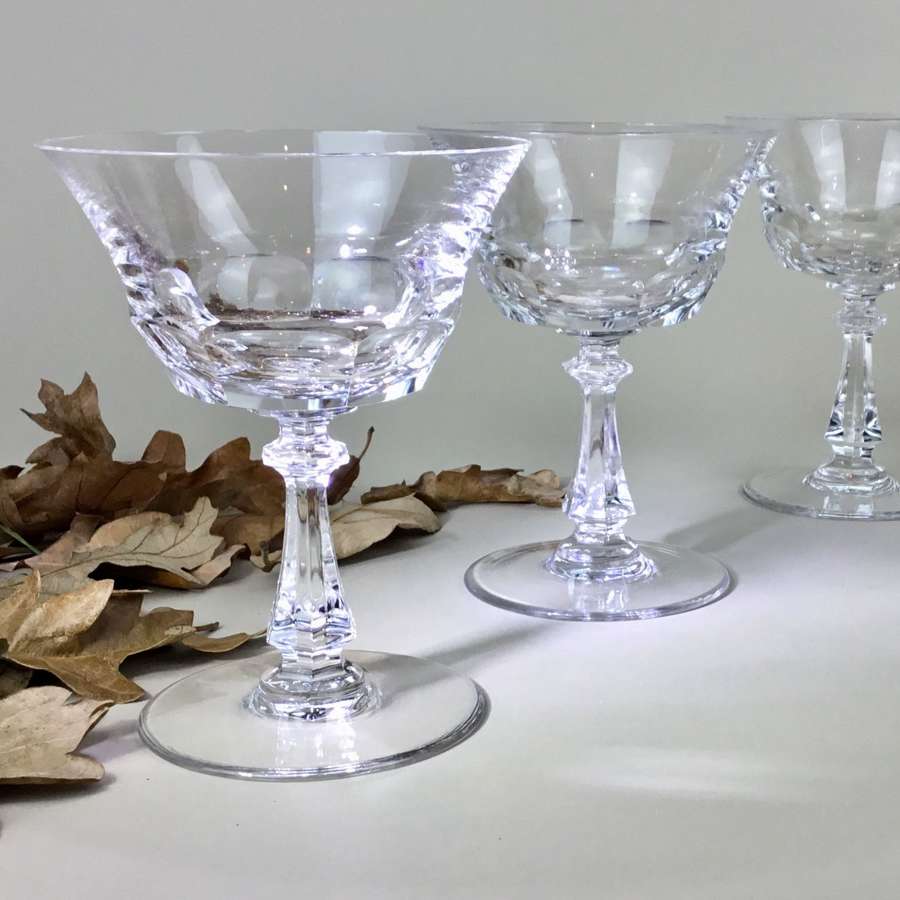 Sensational set of Val St Lambert crystal champagne coupes