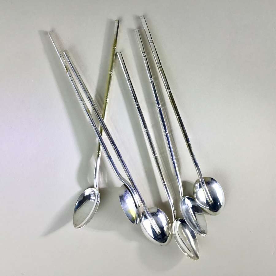 Set of six vintage cocktail straw spoons