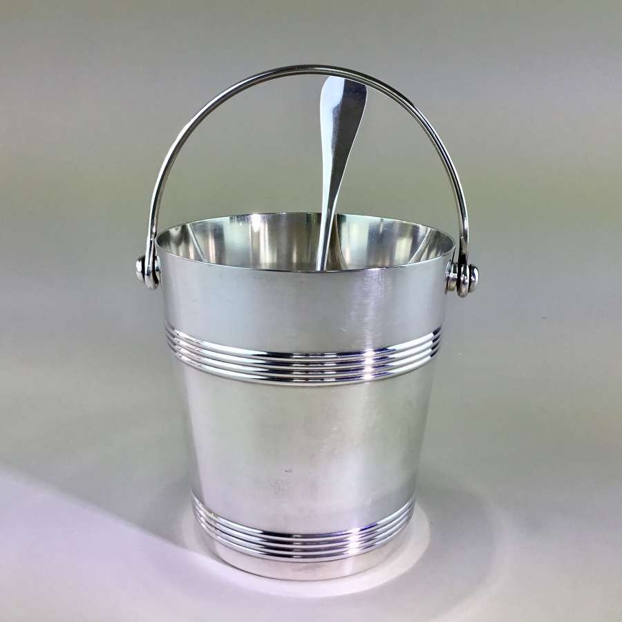 Christofle Gallia silver plated ice bucket and spoon