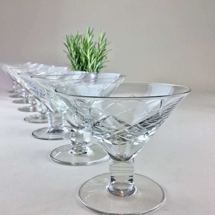 Set of eight Martini cocktail glasses