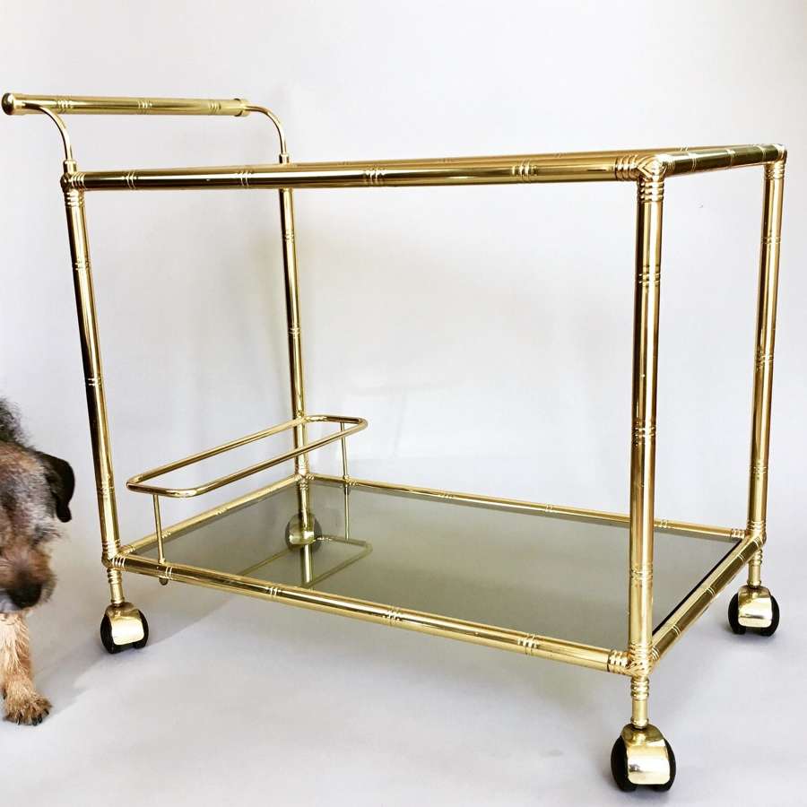 French gold bamboo cocktail trolley