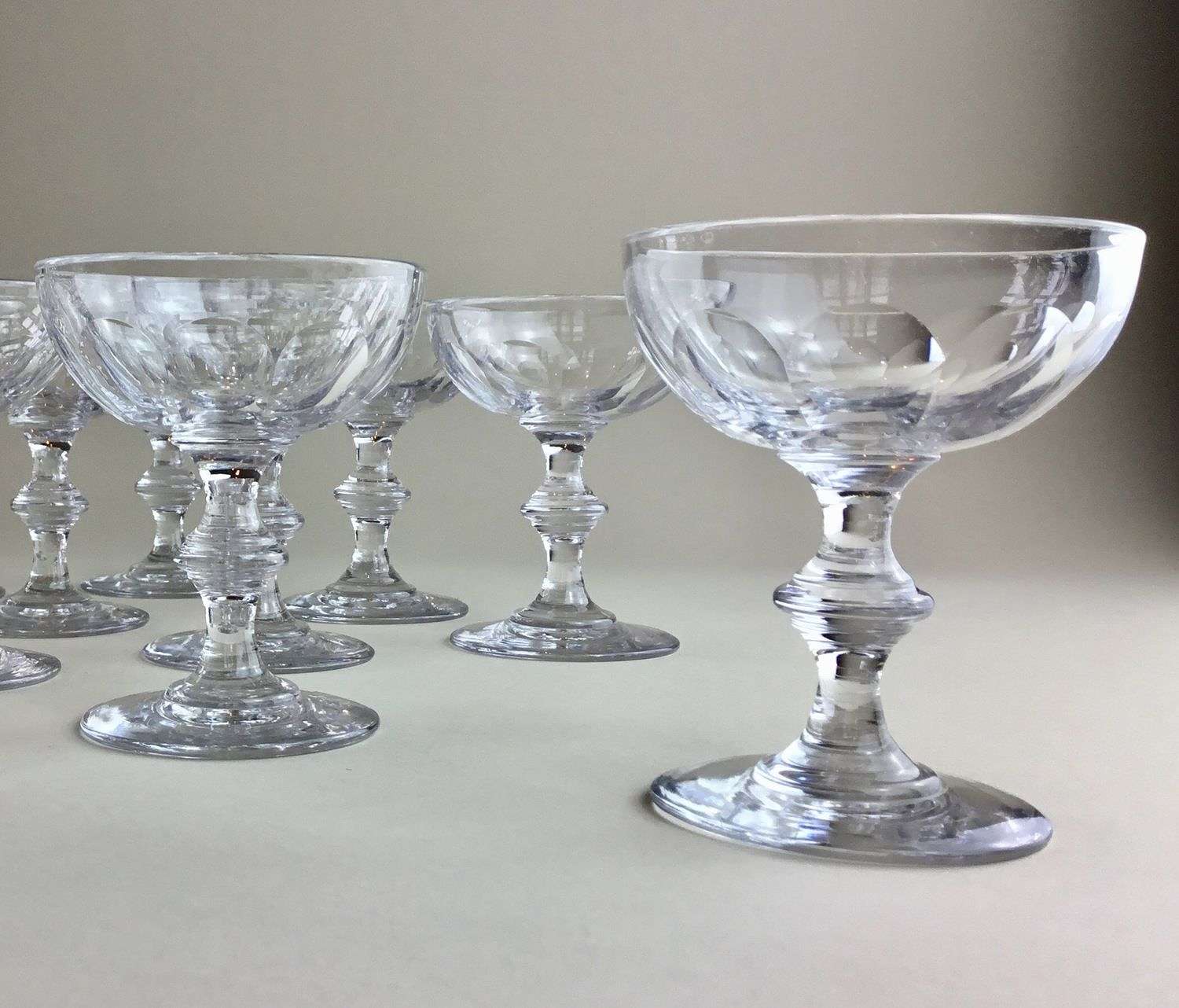 French early 20th Century crystal champagne coupes