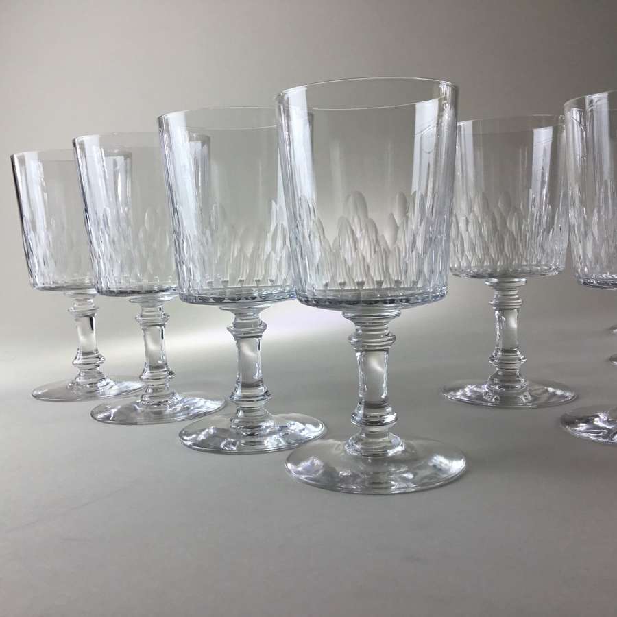 Unusual set of 12 Baccarat wine glasses 1950s