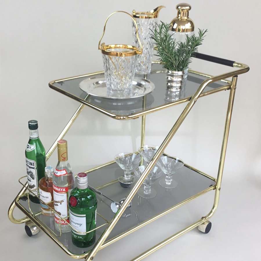 1960s smoked glass Drinks trolley