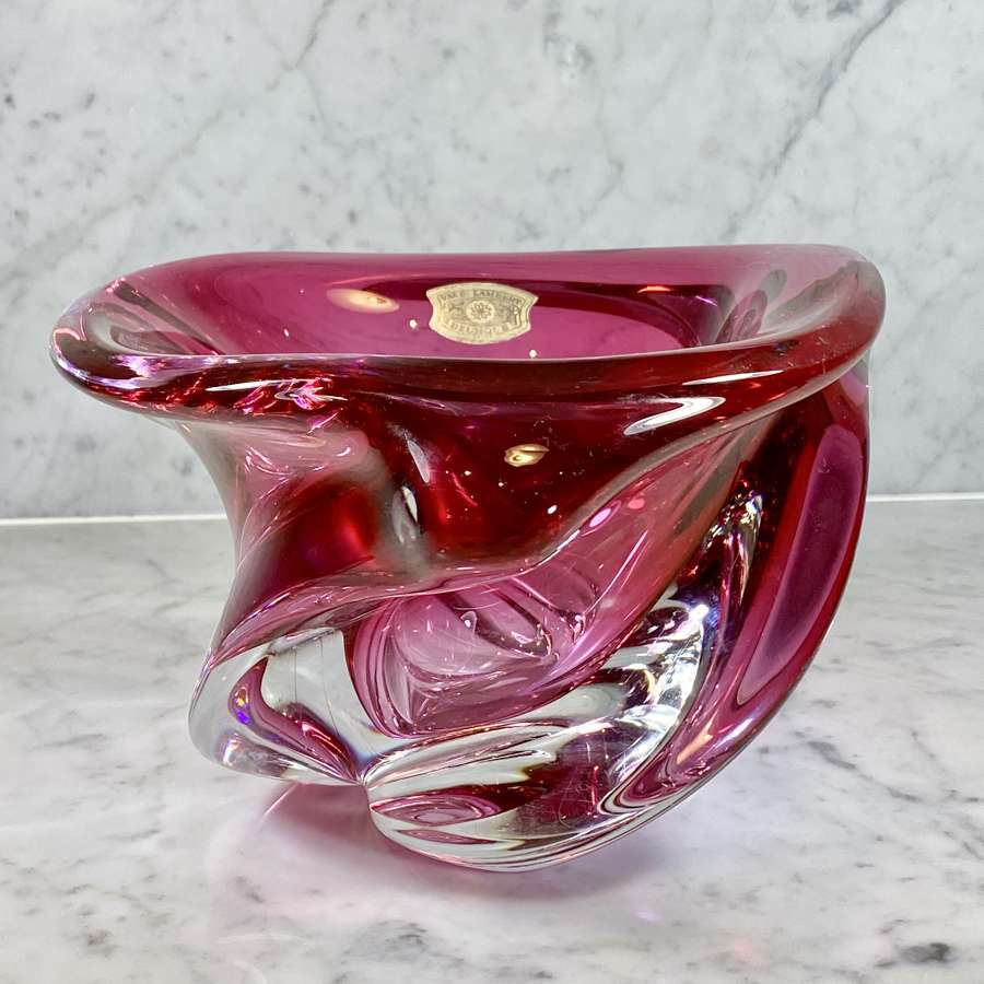 Large asymmetric Val Saint Lambert crystal bowl