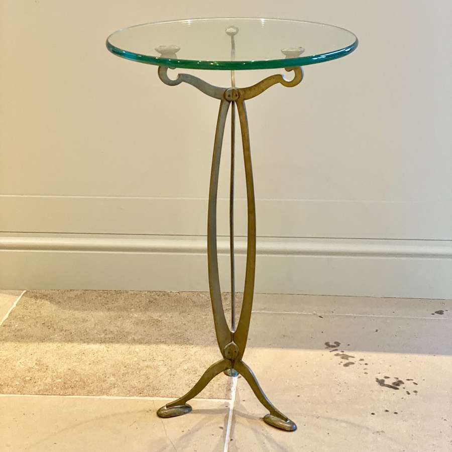 Art Nouveau brass and glass occasional side table