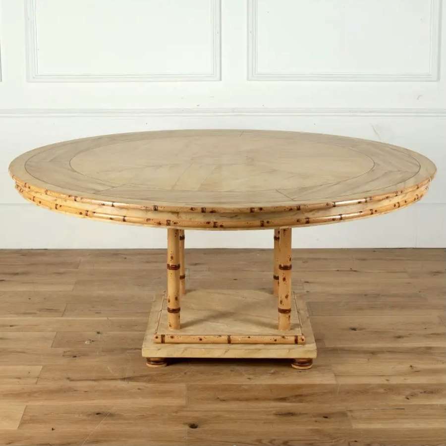 Large round faux marble & bamboo centre or dining table