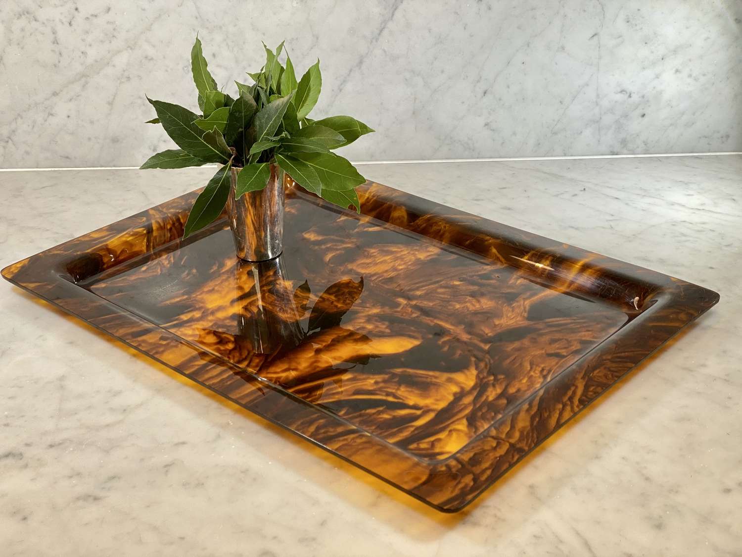 Giant faux tortoiseshell lucite serving tray attributed Christian Dior