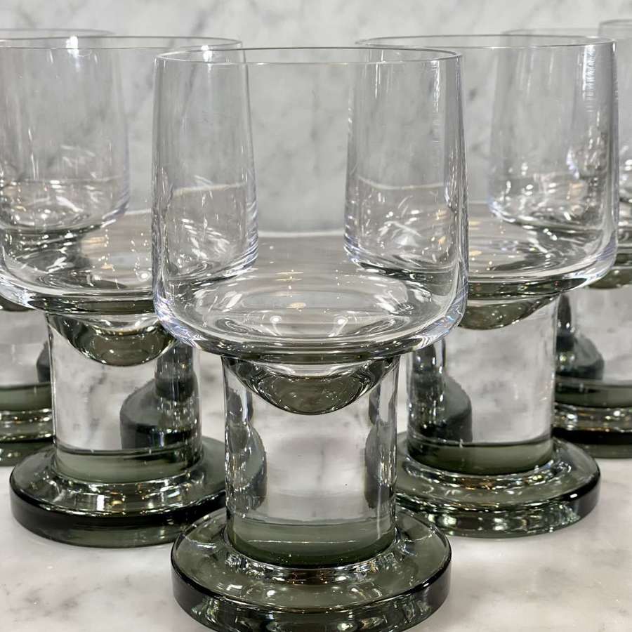 Superb set of French smoked crystal giant goblets