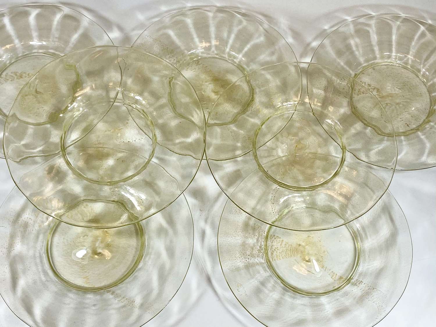 Six Murano Salviati hand blown glass pudding plates