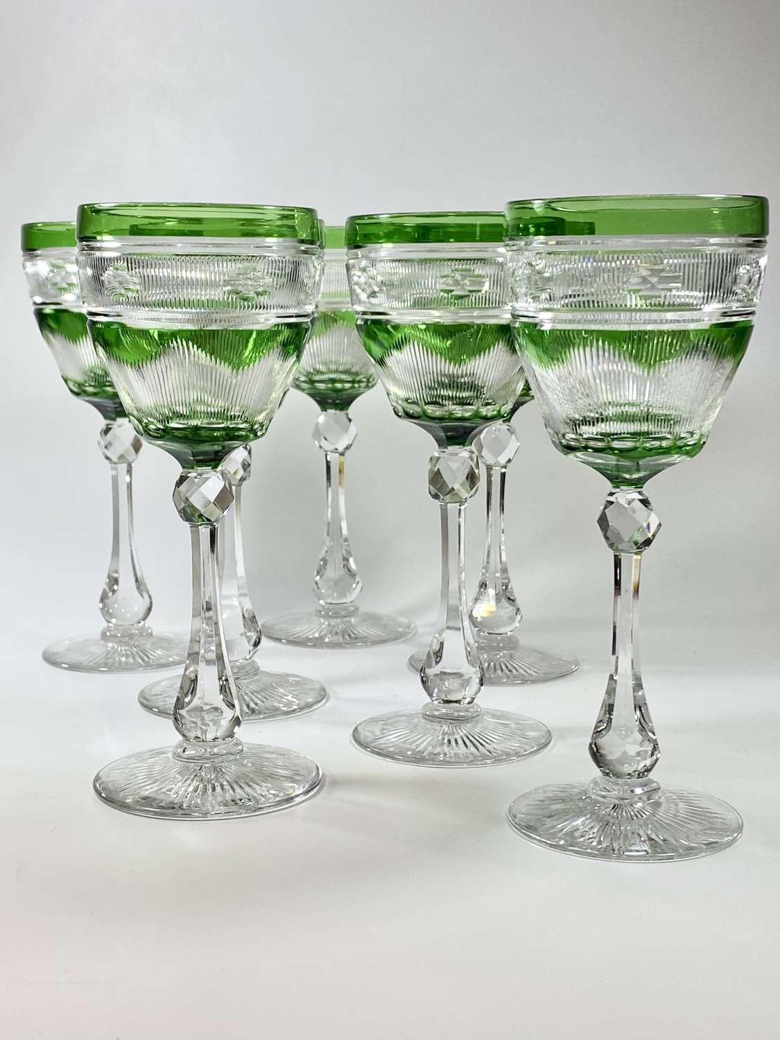 Exceptional set of Victorian cut to clear crystal wine glasses