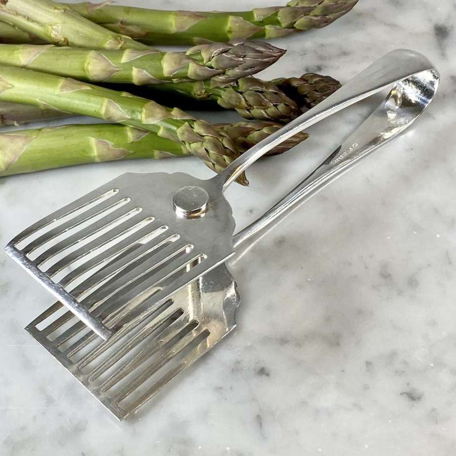 Asprey Art Deco silver plated asparagus serving tongs