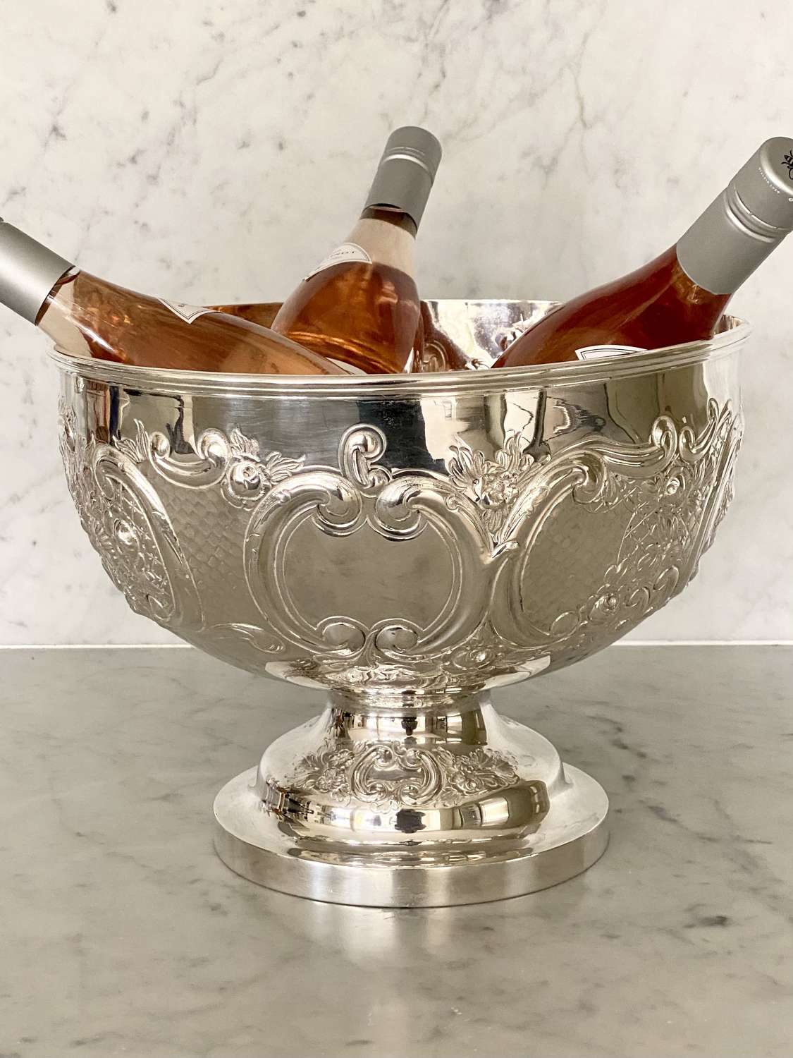 Edwardian silver plated wine cooler punch bowl by Mappin & Webb