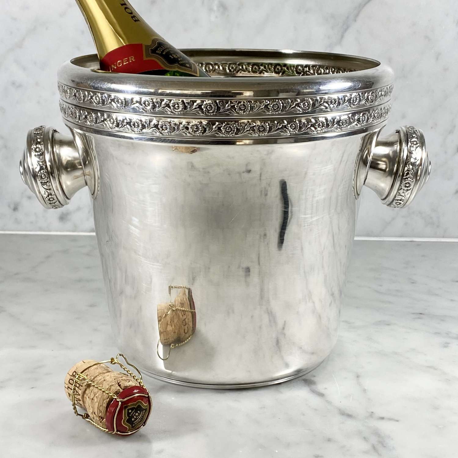 French flower embossed champagne wine bucket cooler