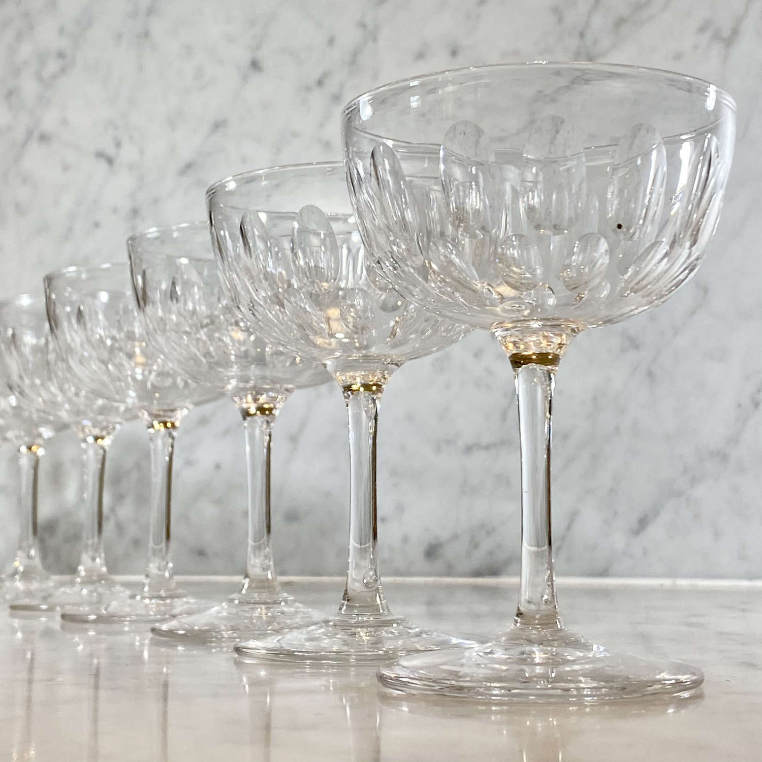 8 fine quality Victorian champagne or cocktail coupes