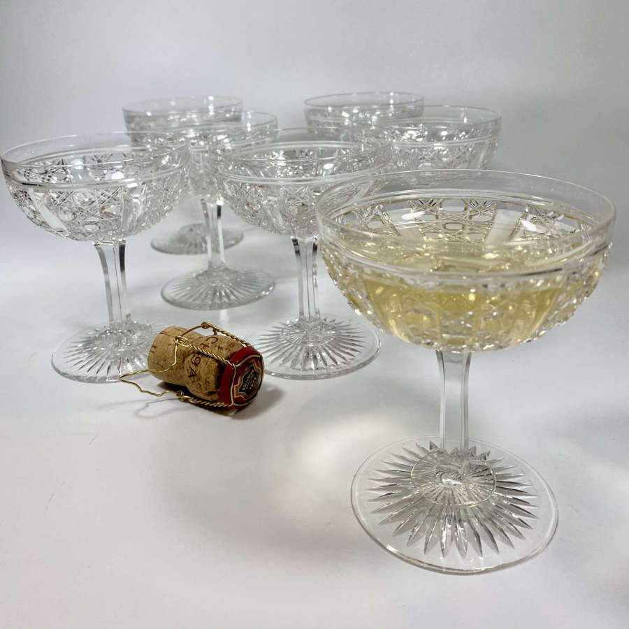 Exquisite Victorian finest crystal champagne or cocktail coupes