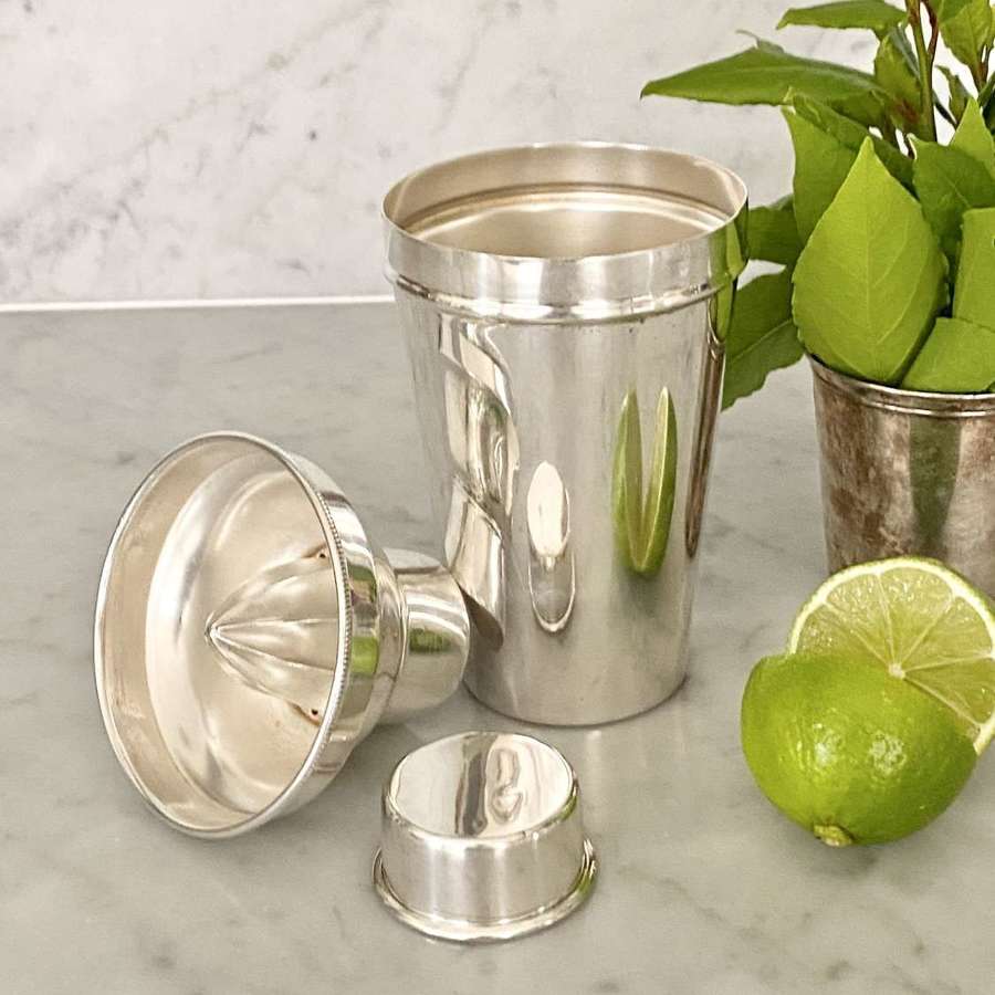 Lemon squeezer Art Deco silver plated cocktail shaker
