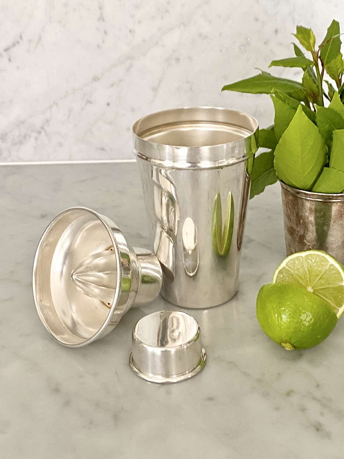 Lemon squeezer Art Deco silver plated cocktail shaker