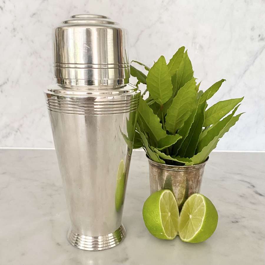 Keith Murray for Mappin & Webb Art Deco silver plated cocktail shaker