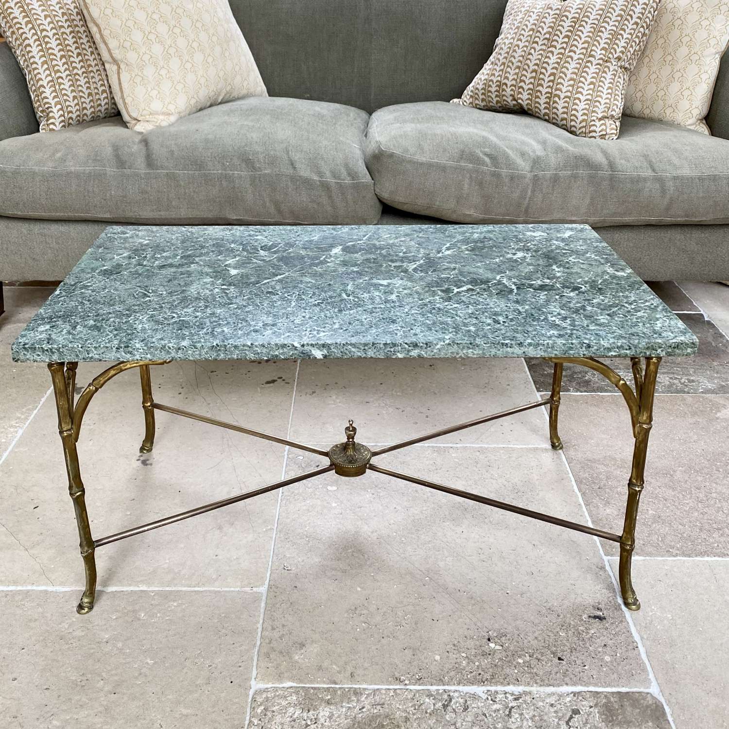 Maison Bagues brass bamboo & marble coffee table