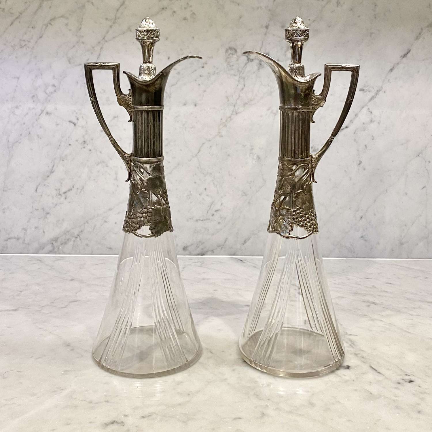 Secessionist Art Nouveau claret jug decanters