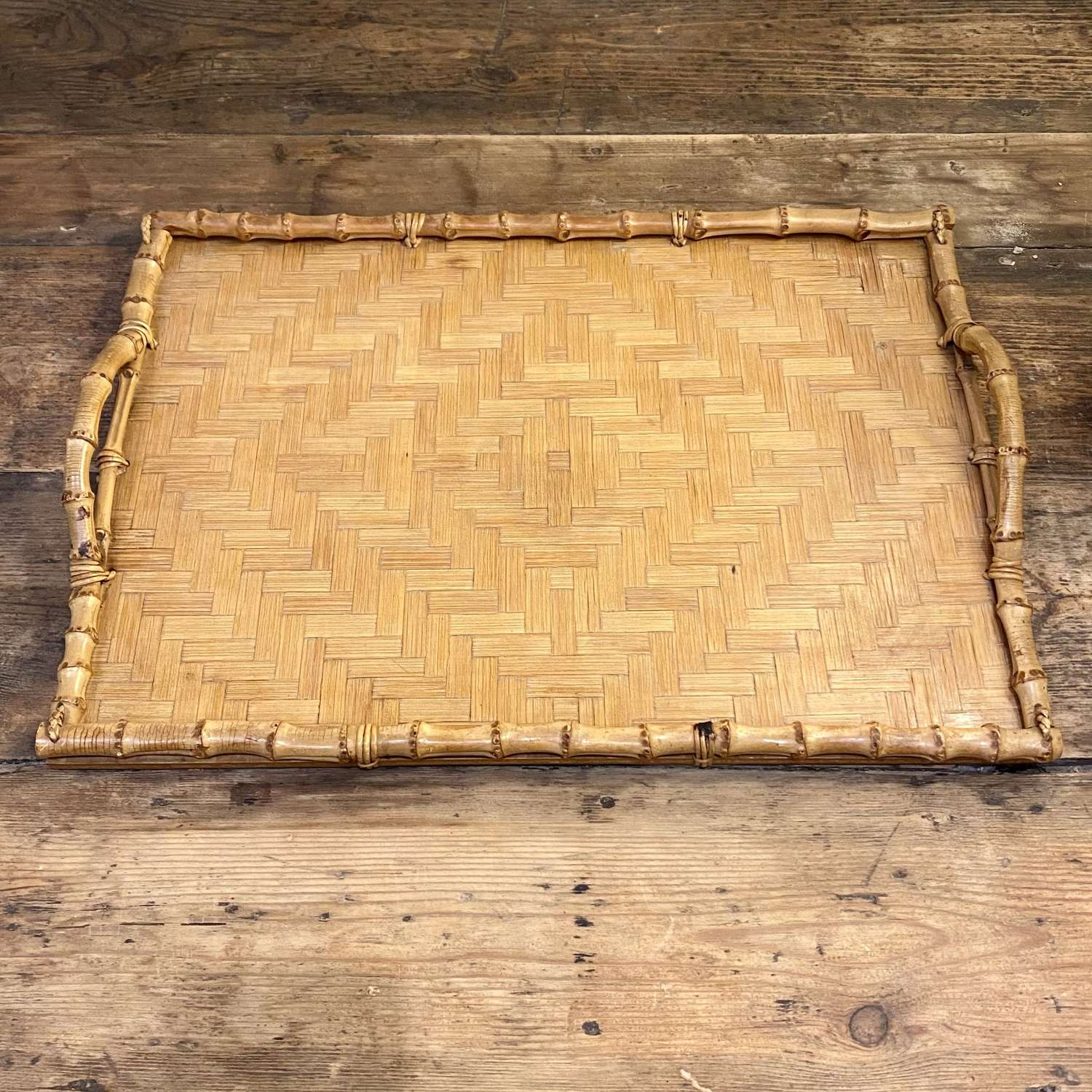 Vintage Japanese bamboo serving tray