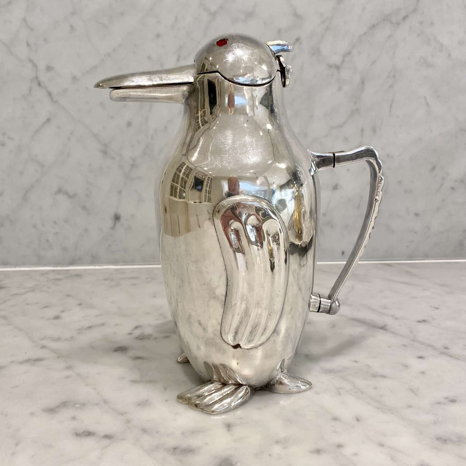 Art Deco silver plate Penguin cocktail serving jug