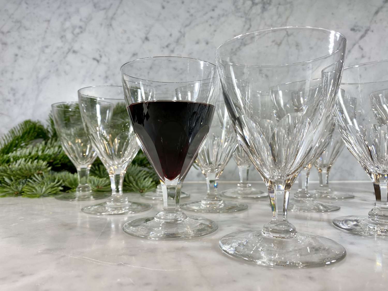 A dozen superb quality large crystal wine goblets