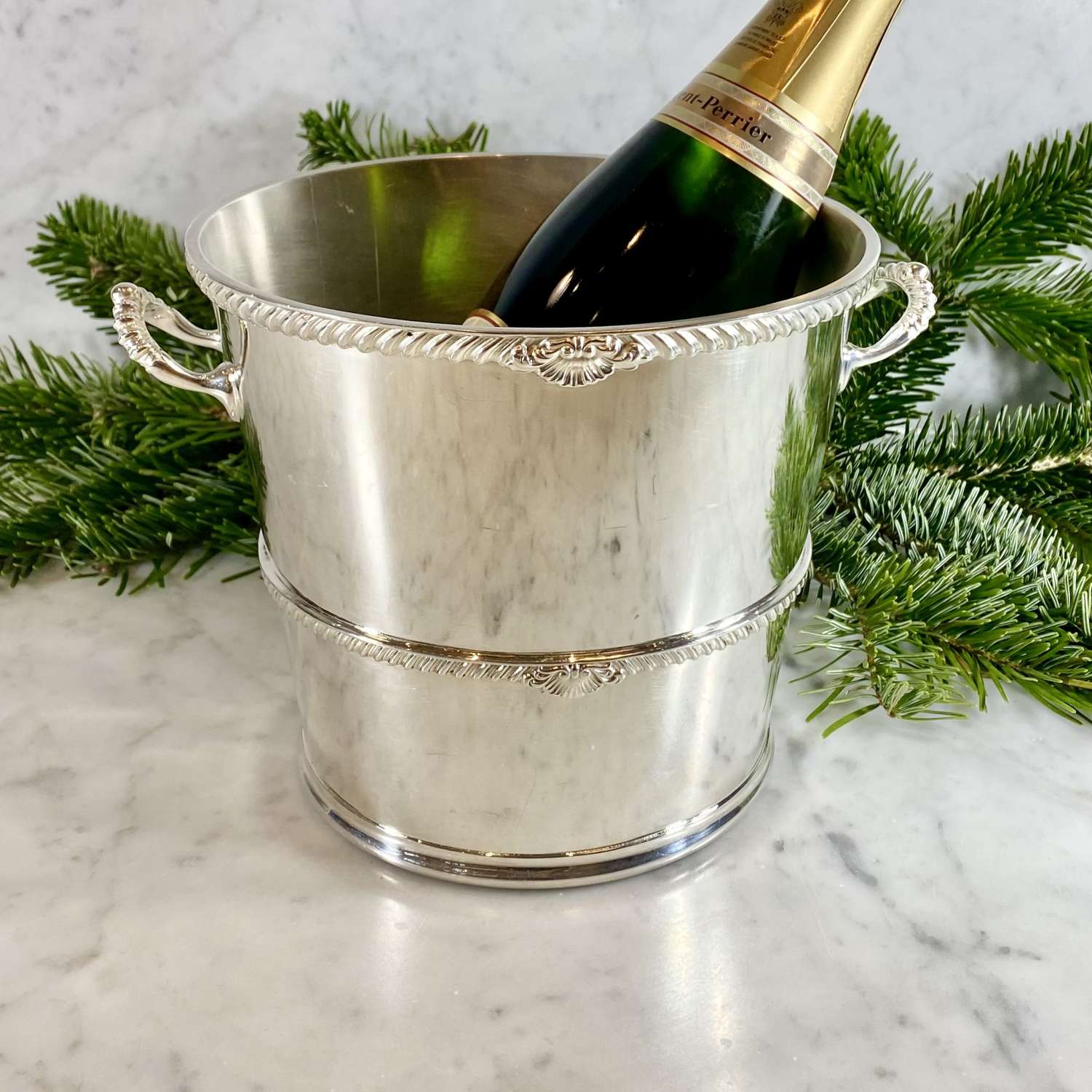 English silver plated champagne wine bucket cooler