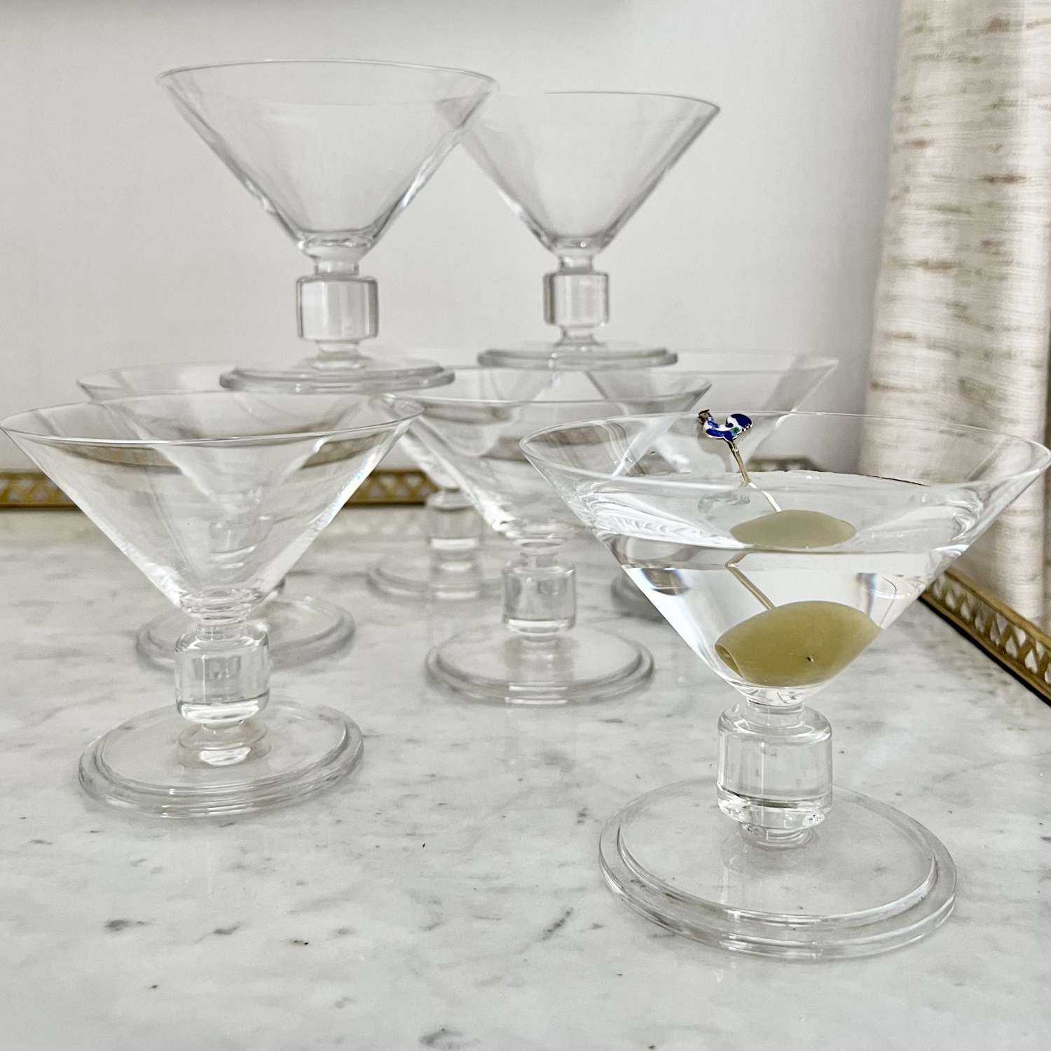 Large Val Saint Lambert crystal cocktail or champagne coupe set of 8