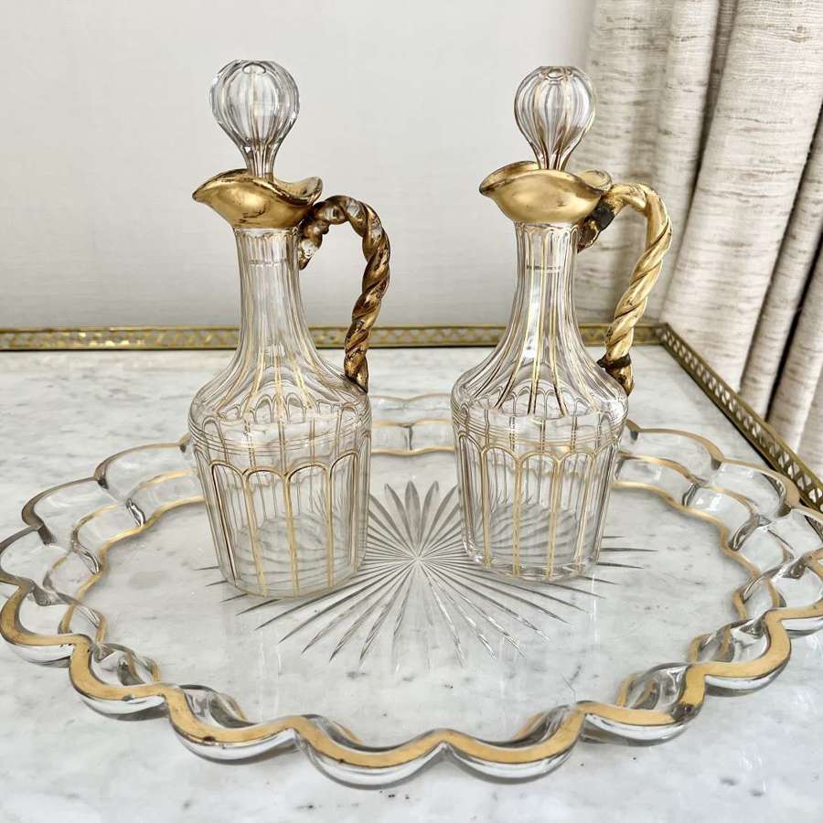 Victorian gold Baccarat Cannelures crystal liqueur or aperitif set