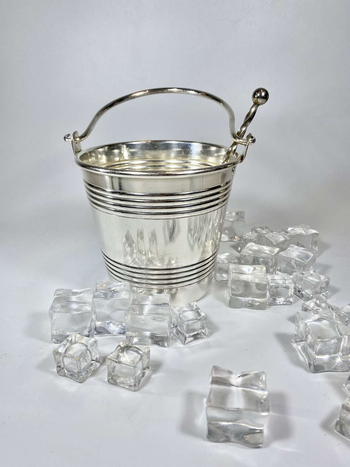 Silver plated ice bucket by Wiskemann & ice spoon