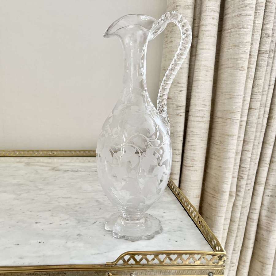 Victorian trailing ivy leaf etched claret jug decanter