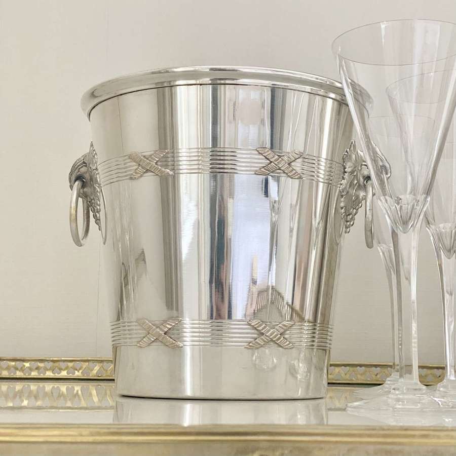 French silver plated champagne wine bucket cooler