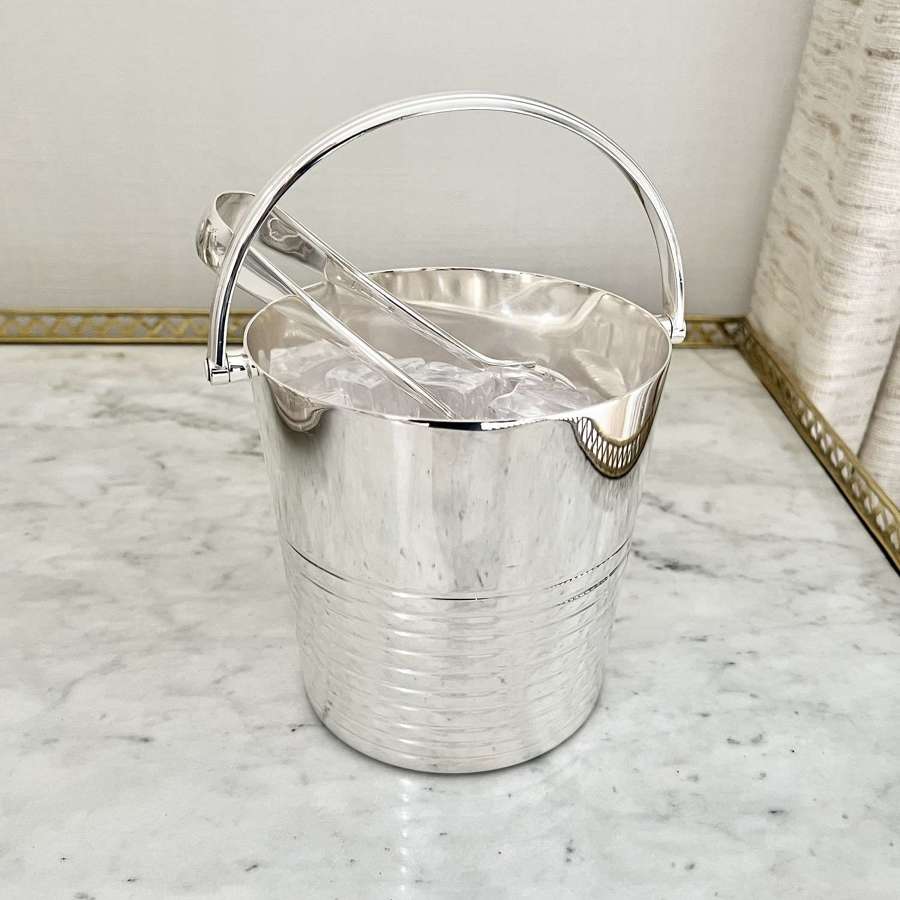 Art Deco silver plated ice bucket set by Elkington
